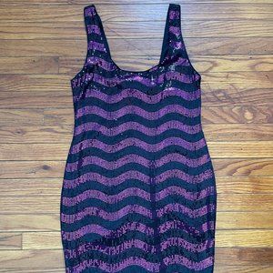 As U Wish Stripped Sequin Dress